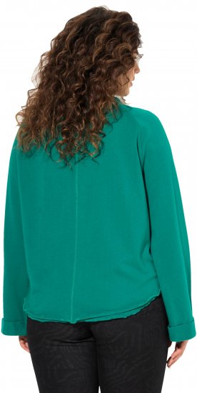 Ulla Popken Rolled Edge Long Sleeve Sweatshirt Emerald Green - Bluzy & bluzy z kapturem - 