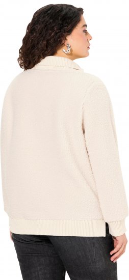 Ulla Popken Teddy Fleece Troyer Collar Sweatshirt Light Champagne - Bluzy & bluzy z kapturem - 