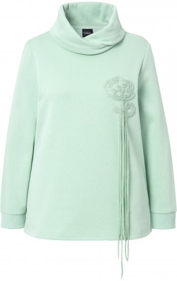 Ulla Popken Ribbon Detail Turtleneck Sweatshirt Mint Green - Bluzy & bluzy z kapturem - 
