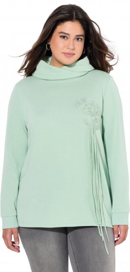 Ulla Popken Ribbon Detail Turtleneck Sweatshirt Mint Green - Bluzy & bluzy z kapturem - 