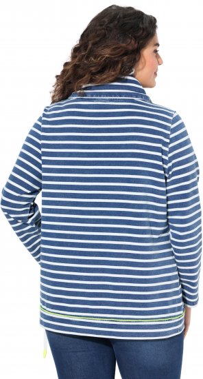 Ulla Popken Striped Turtleneck Neon Detail Sweatshirt Indigo Denim - Bluzy & bluzy z kapturem - 