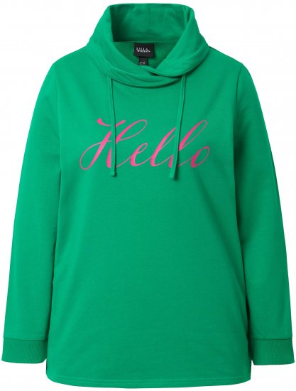 Ulla Popken HELLO Classic Fit Stand-Up Collar Sweatshirt Emerald Green - Bluzy & bluzy z kapturem - 