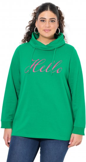 Ulla Popken HELLO Classic Fit Stand-Up Collar Sweatshirt Emerald Green - Bluzy & bluzy z kapturem - 
