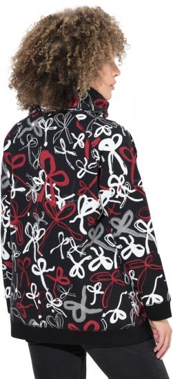 Ulla Popken Ribbon Print Turtleneck Sweatshirt Black - Bluzy & bluzy z kapturem - 