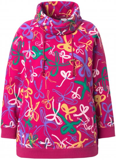 Ulla Popken Ribbon Print Turtleneck Sweatshirt Cherry Red - Bluzy & bluzy z kapturem - 