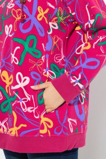 Ulla Popken Ribbon Print Turtleneck Sweatshirt Cherry Red - Bluzy & bluzy z kapturem - Kényelmes pulóverek és kapucnisok