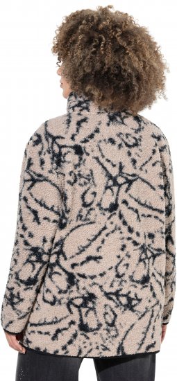 Ulla Popken Marble Print Teddy Fleece Jacket Dark Putty - Bluzy & bluzy z kapturem - 