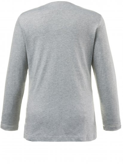 Ulla Popken Basic Round Neck Long Sleeve Slim Fit Cotton Tee Light Grey Melange - Pólók - 