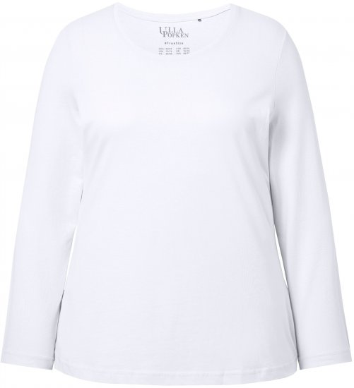 Ulla Popken Basic Round Neck Long Sleeve Slim Fit Cotton Tee Snow White - Szoknyák - 