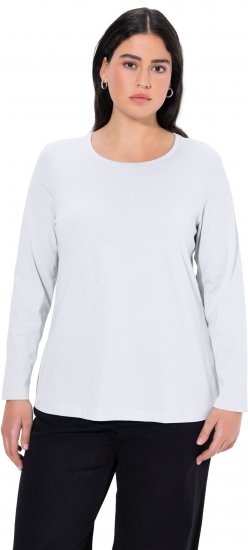 Ulla Popken Basic Round Neck Long Sleeve Slim Fit Cotton Tee Snow White - Szoknyák - 