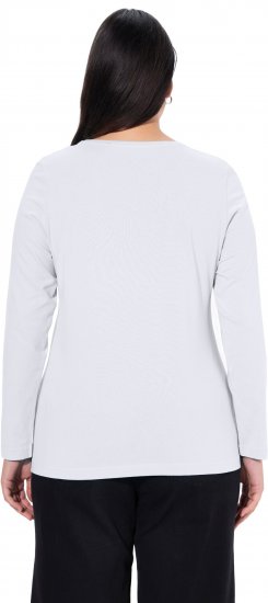 Ulla Popken Basic Round Neck Long Sleeve Slim Fit Cotton Tee Snow White - Szoknyák - 