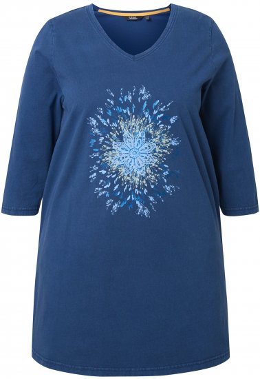 Ulla Popken Dandelion Short Sleeve Graphic Tee Ink Blue - Mintás pólók nőknek - 