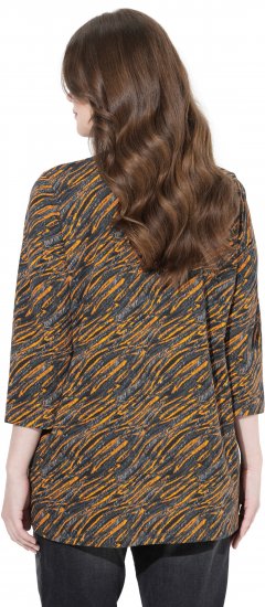 Ulla Popken Graphic Print 3/4 Sleeve Tee Neon Orange - Mintás pólók nőknek - 