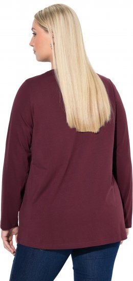 Ulla Popken Fawn Long Sleeve Graphic Tee Plum - Mintás pólók nőknek - 