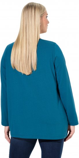 Ulla Popken Fawn Long Sleeve Graphic Tee Teal - Mintás pólók nőknek - 