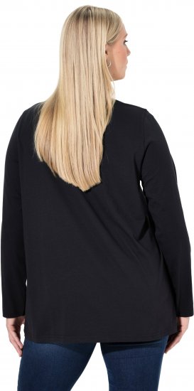 Ulla Popken Sequined Puppy Long Sleeve Graphic Tee Black - Mintás pólók nőknek - 