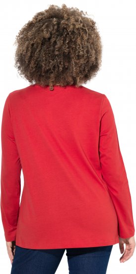 Ulla Popken Holiday Long Sleeve Graphic Tee Salsa Red - Mintás pólók nőknek - 