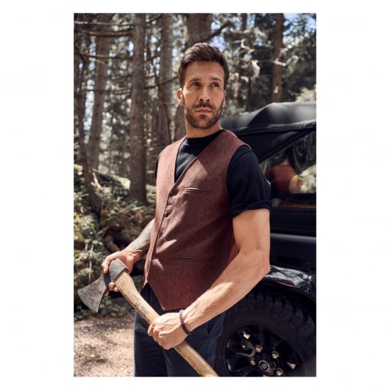 JP1880 Tweed Waistcoat Wool Brick Red - Mellények - Mellények nagy méretekben