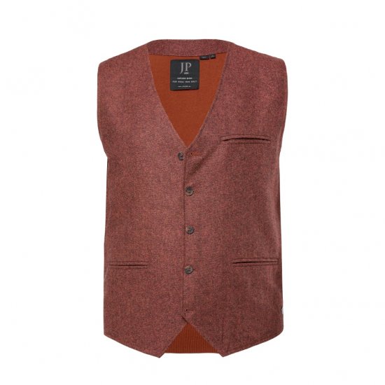 JP1880 Tweed Waistcoat Wool Brick Red - Mellények - Mellények nagy méretekben