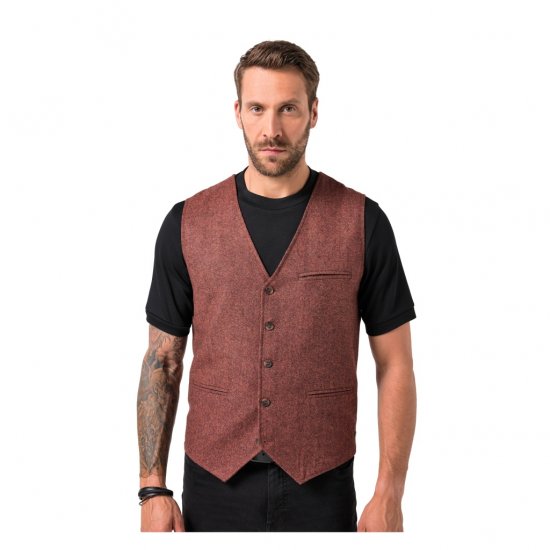JP1880 Tweed Waistcoat Wool Brick Red - Mellények - Mellények nagy méretekben