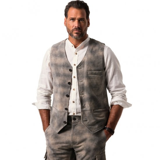 JP1880 Vest Traditional Cowhide Graphite Grey - Minden ruházat - Nagyméretű férfi ruhák