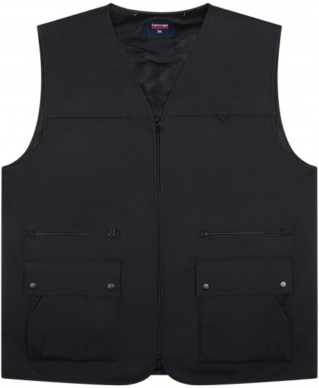 Espionage JT126 Multi Pocket Utility Gilet Black - Mellények - Mellények nagy méretekben