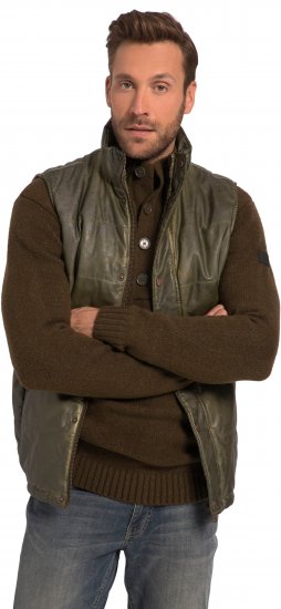 JP1880 Quilted Gilet Vintage Leather Green - Kabátok - Nagyméretű Kabátok - 2XL-8XL