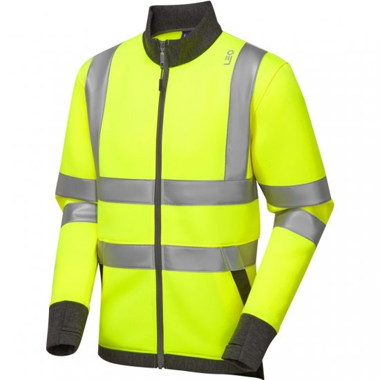 Leo Arganite Ecoviz Zipped Sweatshirt Hi-Vis Yellow - Munkaruha - Nagyméretű Munkaruha 3XL-6XL