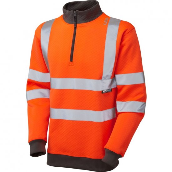Leo Brynsworthy Ecoviz 1/4 Zip Sweatshirt Hi-Vis Orange - Munkaruha - Nagyméretű Munkaruha 3XL-6XL