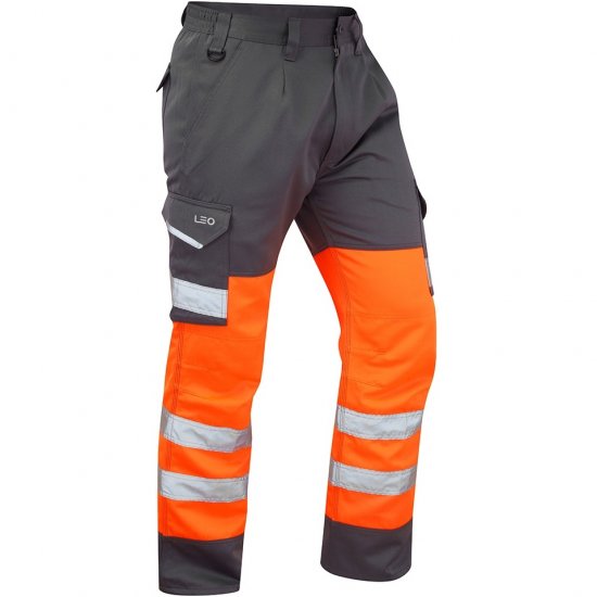 Leo Bideford Ecoviz Poly/Cotton Cargo Trouser Hi-Vis Orange/Grey - Munkaruha - Nagyméretű Munkaruha 3XL-6XL
