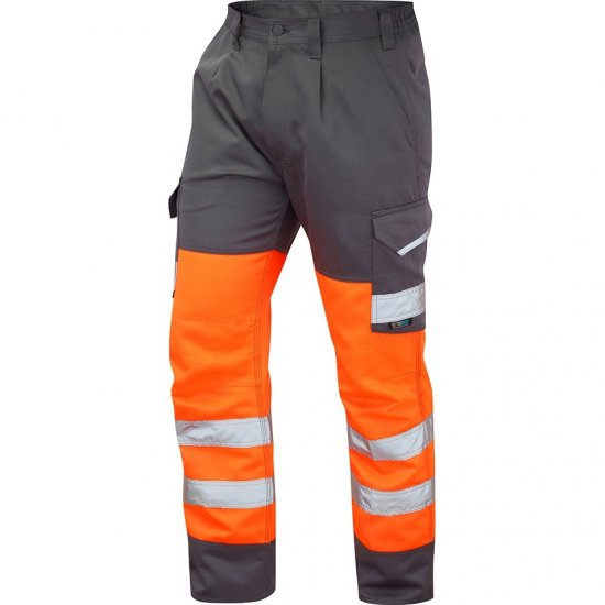 Leo Bideford Ecoviz Poly/Cotton Cargo Trouser Hi-Vis Orange/Grey - Munkaruha - Nagyméretű Munkaruha 3XL-6XL