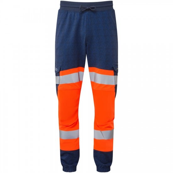 Leo Hawkridge Ecoviz High Performance 4X Stretch Trouser Hi-Vis Orange/Navy Print - Munkaruha - Nagyméretű Munkaruha 3XL-6XL