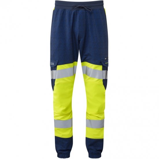 Leo Hawkridge Ecoviz High Performance 4X Stretch Trouser Hi-Vis Yellow/Navy Print - Munkaruha - Nagyméretű Munkaruha 3XL-6XL