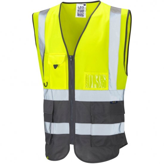 Leo Lynton Ecoviz Superior Waistcoat Hi-Vis Yellow/Grey - Munkaruha - Nagyméretű Munkaruha 3XL-6XL