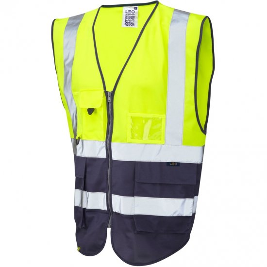 Leo Lynton Ecoviz Superior Waistcoat Hi-Vis Yellow/Navy - Munkaruha - Nagyméretű Munkaruha 3XL-6XL