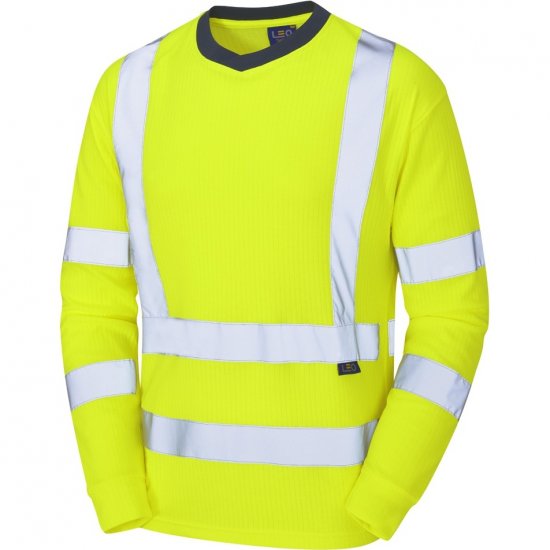 Leo Riverton Ecoviz Comfort Sleeved T-Shirt Hi-Vis Yellow - Munkaruha - Nagyméretű Munkaruha 3XL-6XL