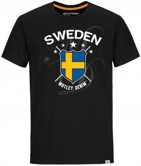 Motley Denim Sweden T-shirt Black - Pólók - Nagyméretű pólók - 2XL-14XL