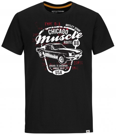 Motley Denim Newport T-shirt Black - Pólók - Nagyméretű pólók - 2XL-14XL