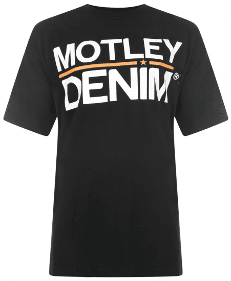 Motley Denim Logo T-shirt Black - Pólók - Nagyméretű pólók - 2XL-14XL