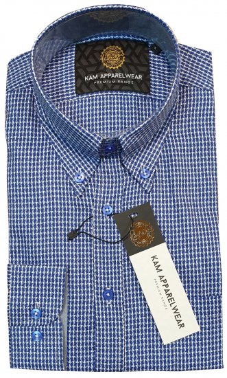 Kam Jeans P001 Long Sleeve Premium Shirt Blue - Ingek - Ingek 2XL-10XL