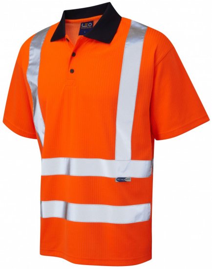 Leo Croyde Comfort Polo Shirt Hi-Vis Orange - Munkaruha - Nagyméretű Munkaruha 3XL-6XL