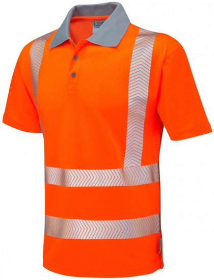 Leo Woolacombe Coolviz Plus Polo Hi-Vis Orange - Munkaruha - Nagyméretű Munkaruha 3XL-6XL