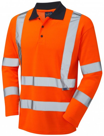 Leo Swimbridge Comfort L/S Polo Shirt Hi-Vis Orange - Munkaruha - Nagyméretű Munkaruha 3XL-6XL