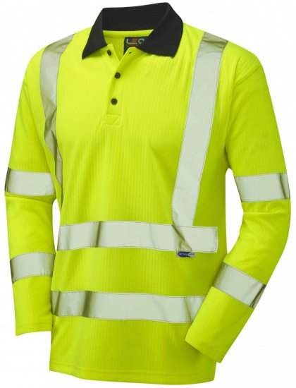 Leo Swimbridge Comfort L/S Polo Shirt Hi-Vis Yellow - Munkaruha - Nagyméretű Munkaruha 3XL-6XL