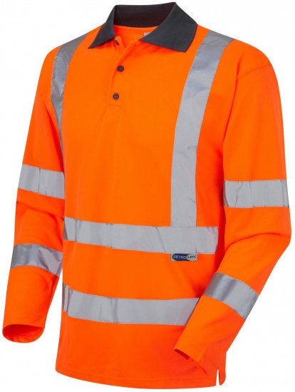 Leo Woolsery Coolviz L/S Polo Shirt Hi-Vis Orange - Munkaruha - Nagyméretű Munkaruha 3XL-6XL