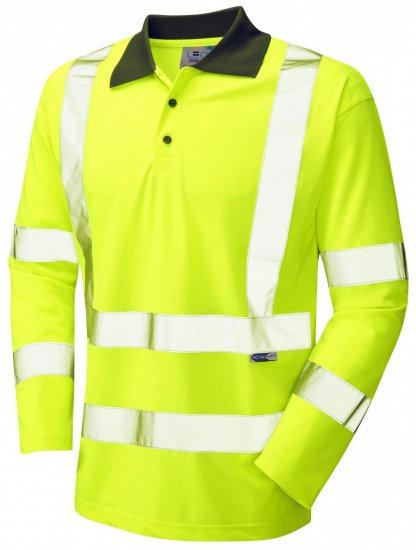 Leo Woolsery Coolviz L/S Polo Shirt Hi-Vis Yellow - Munkaruha - Nagyméretű Munkaruha 3XL-6XL