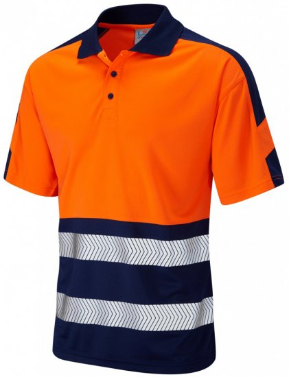 Leo Watersmeet Coolviz Plus Polo Hi-Vis Orange/Navy - Munkaruha - Nagyméretű Munkaruha 3XL-6XL