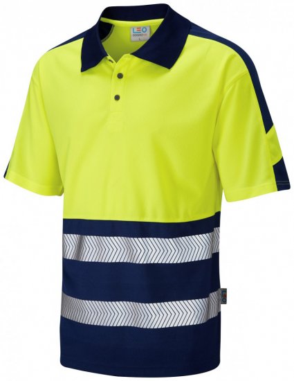 Leo Watersmeet Coolviz Plus Polo Hi-Vis Yellow/Navy - Munkaruha - Nagyméretű Munkaruha 3XL-6XL