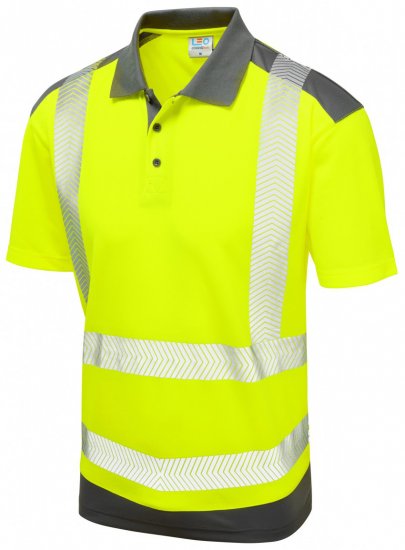 Leo Peppercombe Coolviz Plus Polo Hi-Vis Yellow/Grey - Munkaruha - Nagyméretű Munkaruha 3XL-6XL