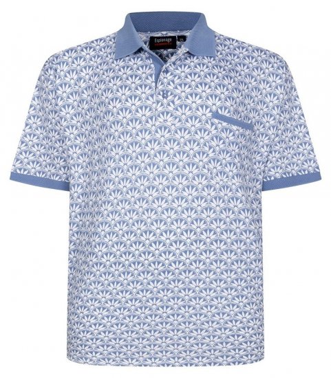 Espionage P231 Geometrikus mintás galléros póló kék/fehér - Pólóingek - Galléros Pólók 2XL-8XL - Pólóingek 2XL-8XL